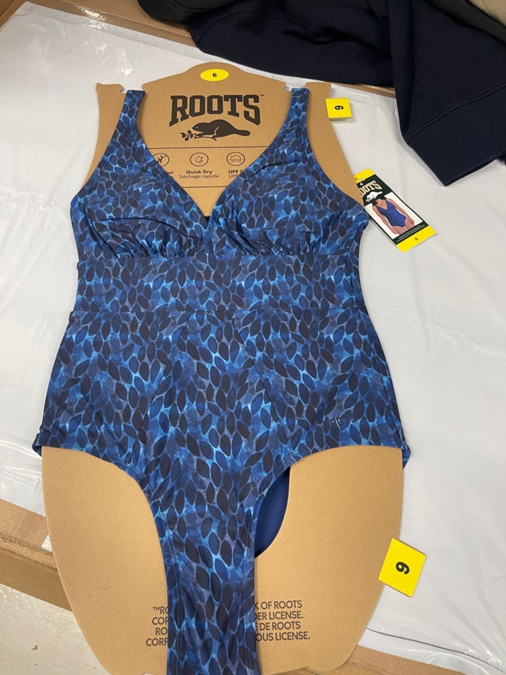 Roots Blue Leaf-Print One-Piece Swimsuit
